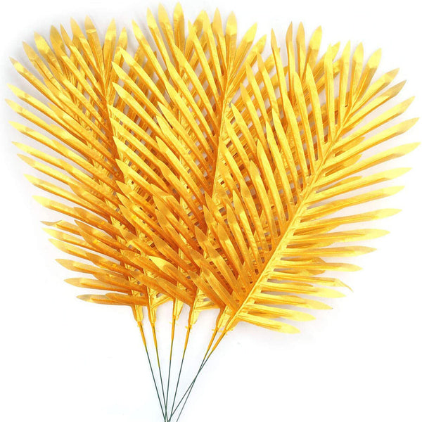 12x Artificial Hawaiian Luau Palm Tropical Leaves Beach Party Jungle Decora Gold
