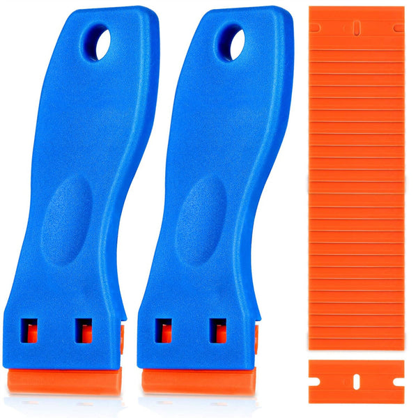 2X Sticker Scraper + 100 Plastic Razor Blade Good Grip Vinyl Wrap Remove Tool AU
