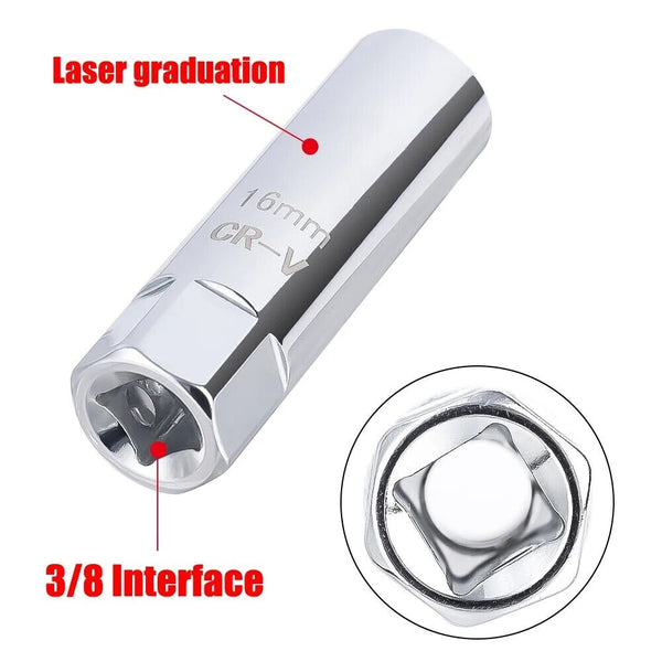 12 Point 14mm/16mm Spark Plug Socket Deep Thin Wall Removal 3/8
