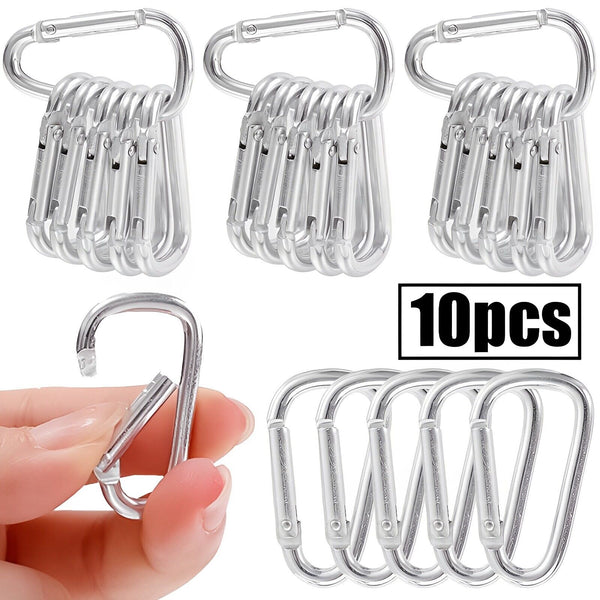 10Pcs Stainless Steel Snap Hook Carabiner Ring Screw Keychain Clip for Camping