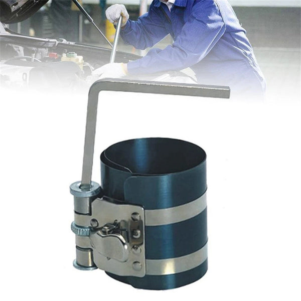 1Set Piston Ring Compressor Automobile Installation Clamp + Embedded Pliers Tool