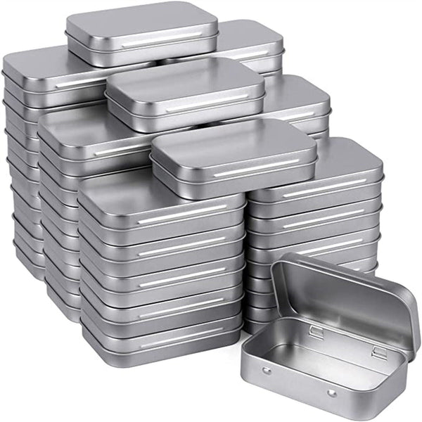 12PCS Container Blank Portable Small Storage Container Case Metal Hinged Tin Box