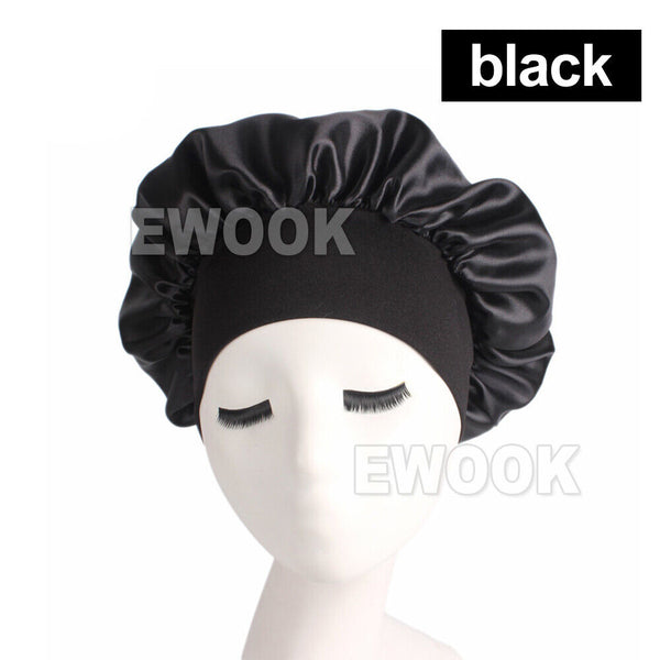 Sleeping Bonnet Hair Wrap Silk Satin Cap Women Elastic Night Soft Hat Headwear - Lets Party