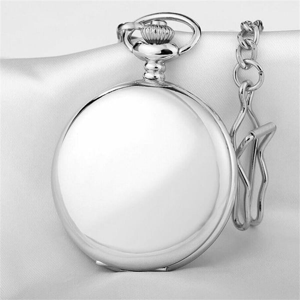 Antique Retro Mechanical Skeleton Steampunk Mens Pocket Watch Open Case Chain