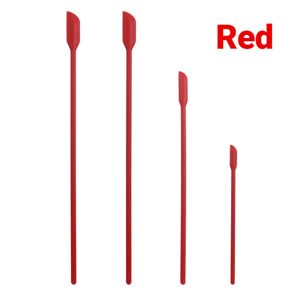 4x Silicone Mini Spatula Jar Scraper Scoop Tip Long Spatula Cosmetic Bottle B8A3