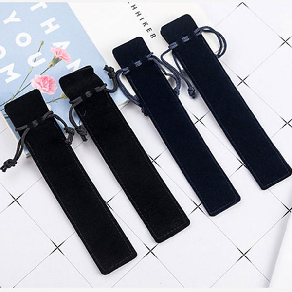 Black Velvet Pen Pouch Sleeve Holder Single Pen Bag Case Pencil Bag AU