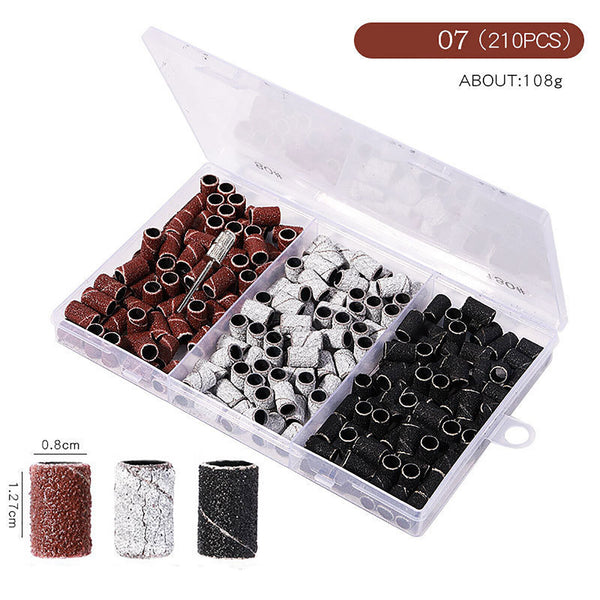 420PCS Sanding Bands 3 Colours 80/120/180 Nail Drill Machines Filing Bits + Boxs