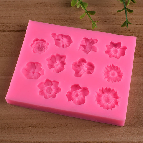 2X Silicone Flower Fondant Mold Cake Chocolate Baking Mould 3D Sugarcraft Decor