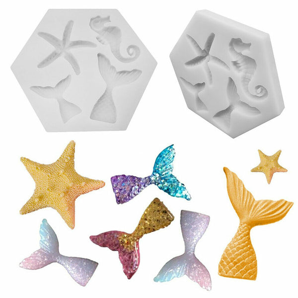 Sea Beach Nautical Animals Mermaid Silicone Fondant & Chocolate Mould Mold