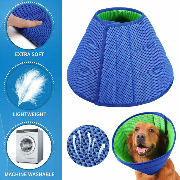 Pet Dog Cat Elizabethan Collar Cone Collar Mesh Recovery Collar Soft Adjustable