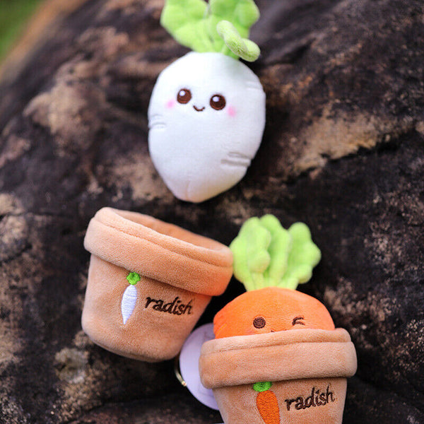 Lifelike Plants Potted Radish Stuffed Plush Toys Cartoon Plants Kid Keychain AU