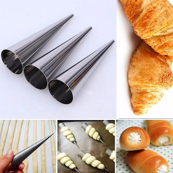 27PCS Croissant Stainless Steel Bread Baking Tube Cream Horn Mould Pastry Mold