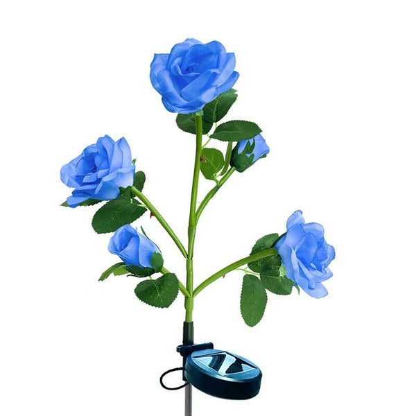 5 LED Solar Power Rose Flower Stake Lights Outdoor Garden Path Luminous Lamps AU