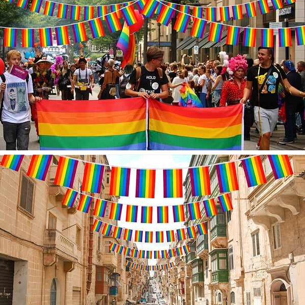20PCS Rainbow String Flag Gay 5.5M +3x flag Lesbian Pride LGBT Mardi Gras Banner