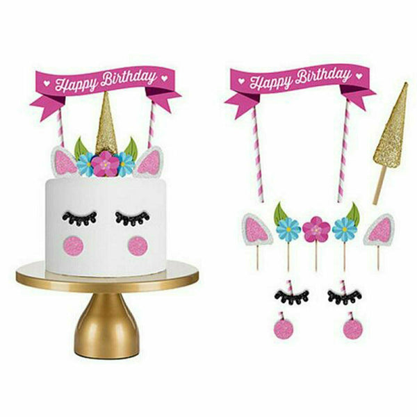 Unicorn Birthday Party Decoration Cake Topper Candy Bag Cake Wrappers Kit