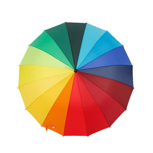 16 Ribs Large Rainbow Umbrella Fashion Straight Long Handle Anti UV Sun Rain AU