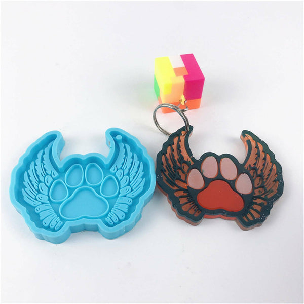 Cute Dog Paw Keychain Epoxy Resin Mold Earrings Pendant Casting Silicone Mould