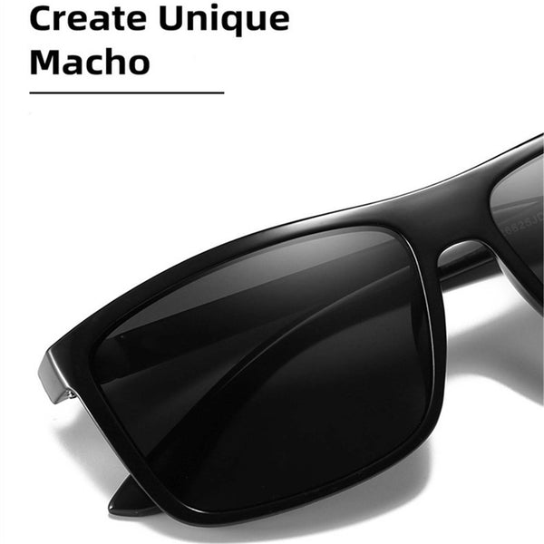 New Black Square Frame Polarized Sunglasses Driving Mens Designer Retro Eyewear