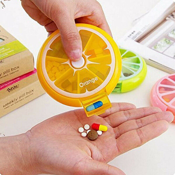 Weekly 7 Day Pill Organiser Case Box Tablet Medicine Dispenser Holder Case Round