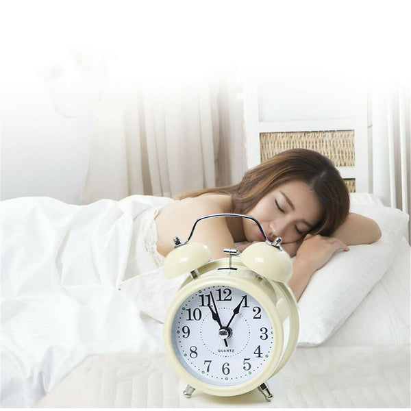 1X Twin Bell Alarm Clock Vintage Retro Loud Clocks Battery Bedside Desk Analogue