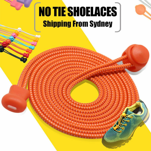 2-Pairs No Tie Shoelaces Elastic Lock Shoe Laces For Adults Kids Sports Sneaker