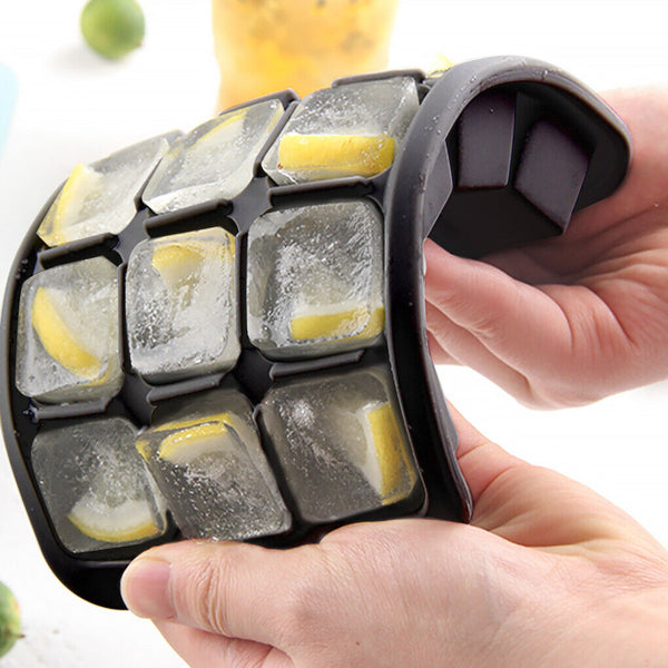 Grids Silicone Ice Cube Tray Large Mould Mold Giant Maker Square Black