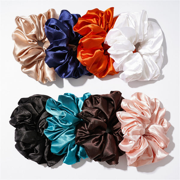 Silk Satin Elastic Hair Scarf Scrunchies Hair Bands Rope Tie Luxury Accessories