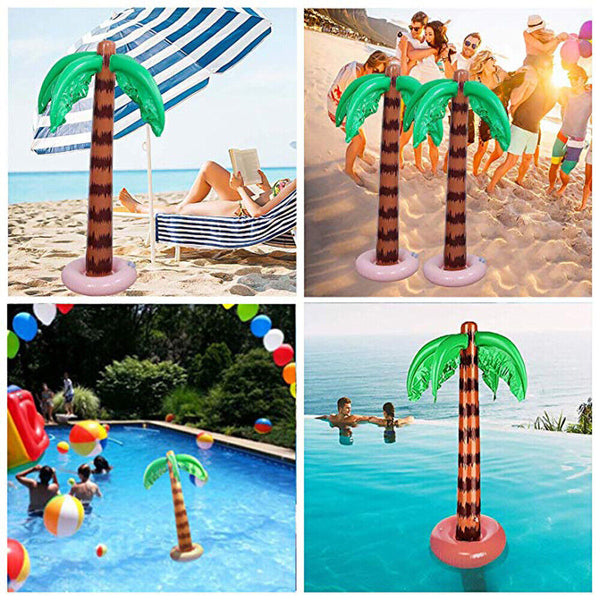 2PCS Palm Tree Hawaiian Party Supplies Beach Pool Decor Blow Up 90cm Inflatable