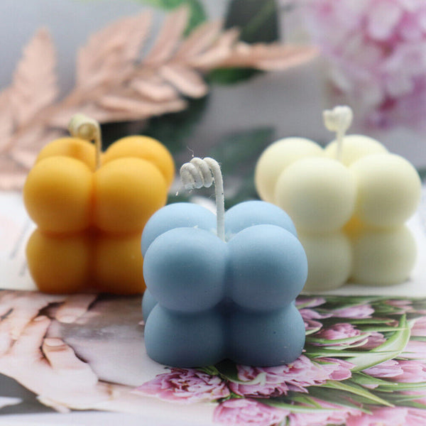 6/15 Cavities 3D Cube Candle Mould Silicone Wax Bubble Cake Dessert Plaster Mold