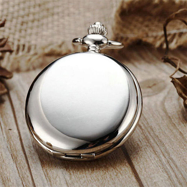 Antique Retro Mechanical Skeleton Steampunk Mens Pocket Watch Open Case Chain