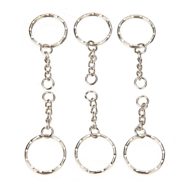 50 Pcs Bulk Split Metal Key Rings Keyring Blanks With Link Chains For DIY Craft