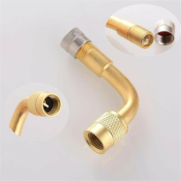 4PCS Valve Extension Tyre Stem Adapter Core Cap 90°Angle Car Bike Truck Brass AU
