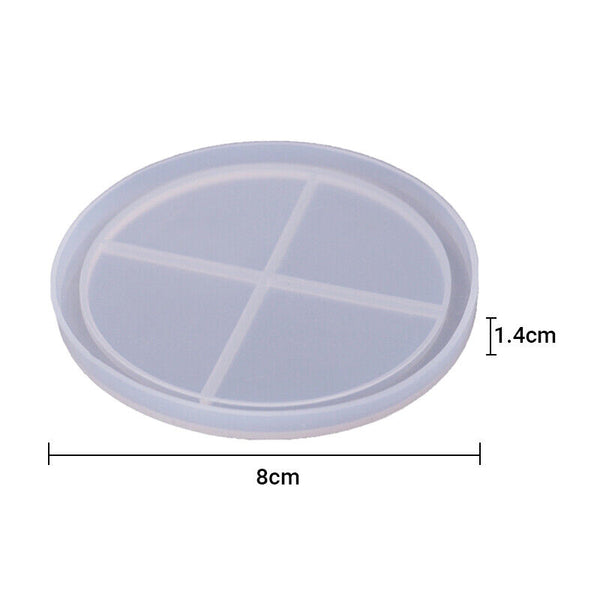 4pcs Resin Casting Mold Silicone Jewelry Agate Making Mould Craft Round Coaster