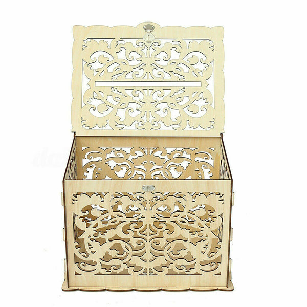 Au Wishing Well Card Box Decorative Wood Carved Wedding Engagement Party Rustic