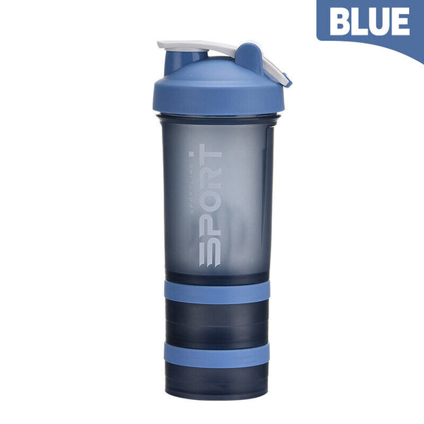 Powder Milkshake Drink Cup Sport Water bottle 500ml 3 tier Protein Shaker Pill