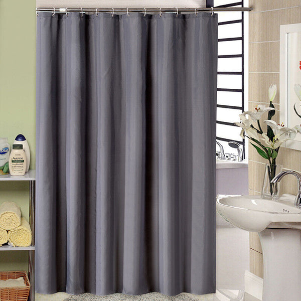 Extra Long Shower Curtain Waterproof Fabric With Hooks Weighted Hem 180x200cm AU