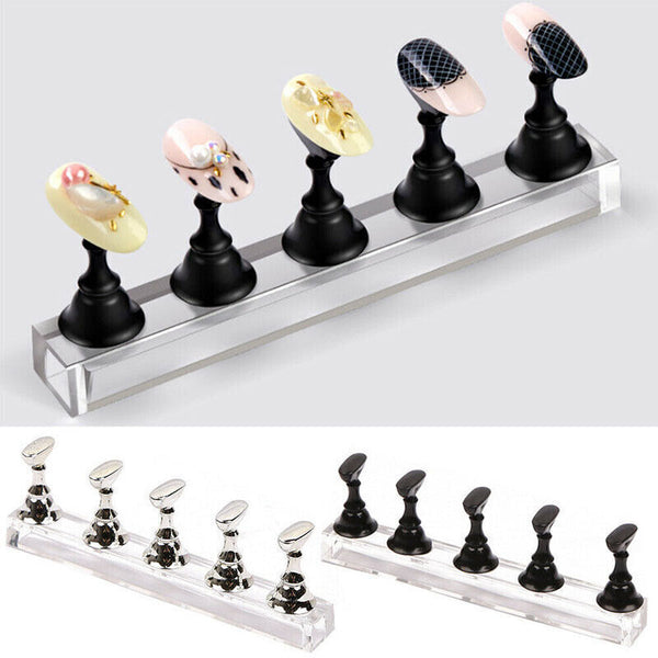 1 Set Acrylic Nail Art Practice Display Stand Magnetic Nail Art Tips Holders AU
