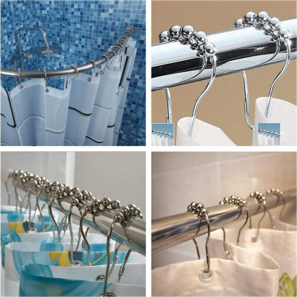 Shower Curtain Rings Hooks Rustproof Stainless Steel For Bathroom Shower
