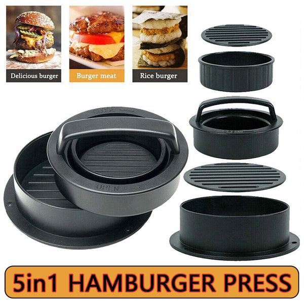 5in1 Hamburger Press Mould Stuffed Non-stick Burger Patty Maker Kitchen Tools AU