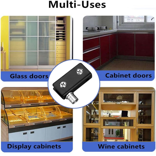 Glass Door Hinges Stainless-Steel Cabinet Pivot Hinge Clip No Drilling