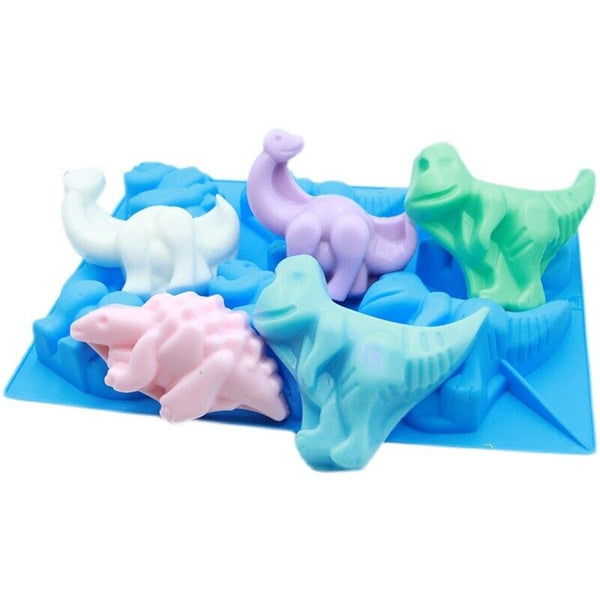 1-2X 3D 6 Dinosaur Silicone Mold Chocolate Baking Mould DIY Candy Jelly Ice Cube