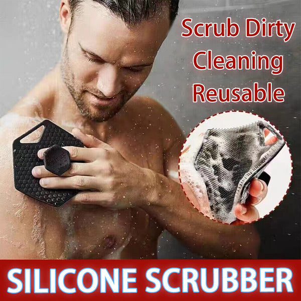 Silicone Body Scrubber Shower Exfoliating Scrub Sponge Bath Washing Massage Tool