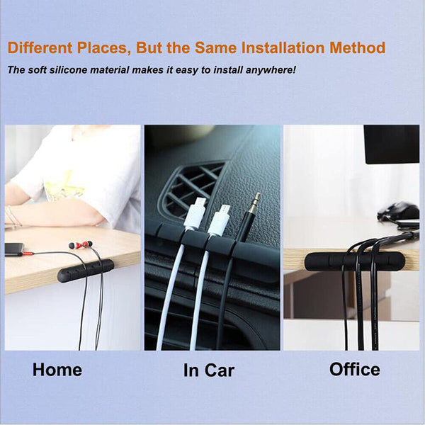3x USB Charge Cable Holder Desk Cable Clips Organizer Cord Management 3/5/7Cilps
