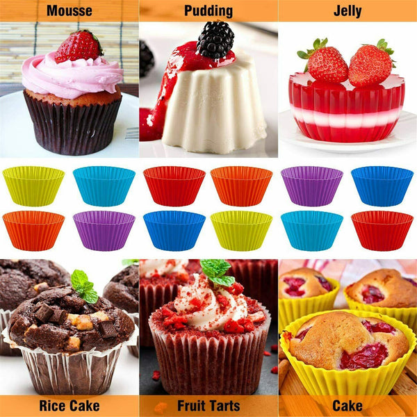 40 To 60x Round Cup Cake Silicone Baking Mould Cupcake Case DIY Bake Mold Muffin