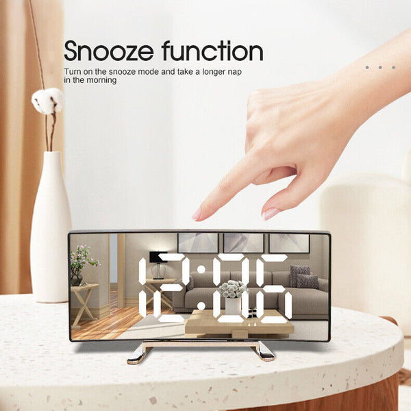 Bedside Digital Clock LED Display Desk Table Time Temperature Alarm Snooze Decor