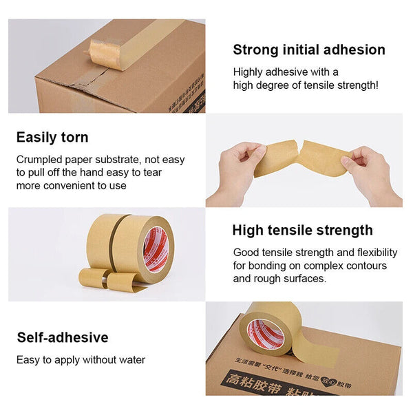 2x Kraft Brown Paper Tape Picture Framing Packing Tape Self adhesive 15mm Craft