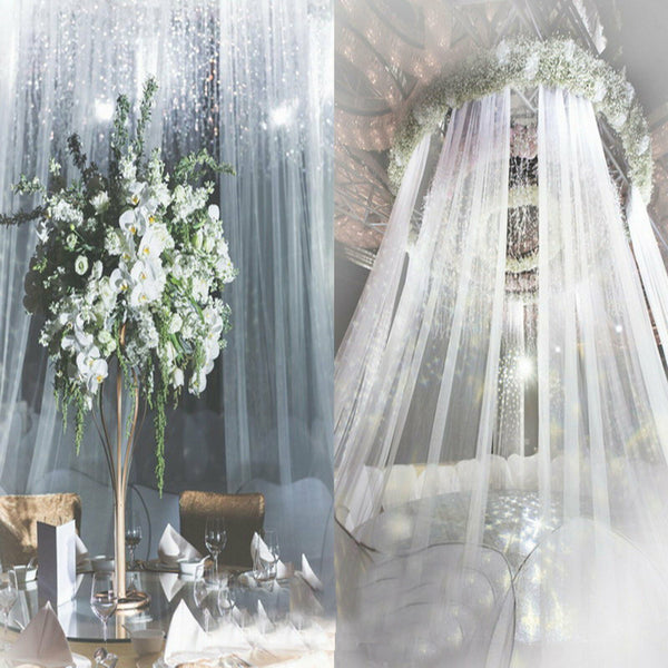 115M Tulle Roll Sheer Crystal Organza Fabric Birthday Event Party Wedding Decor