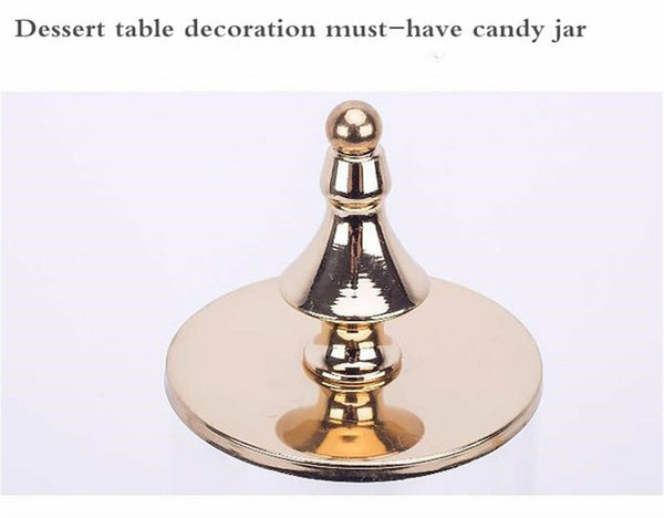 2xWedding Gold Metal Candy Jar Dessert Table Decor Covered Biscuit Glass Storage