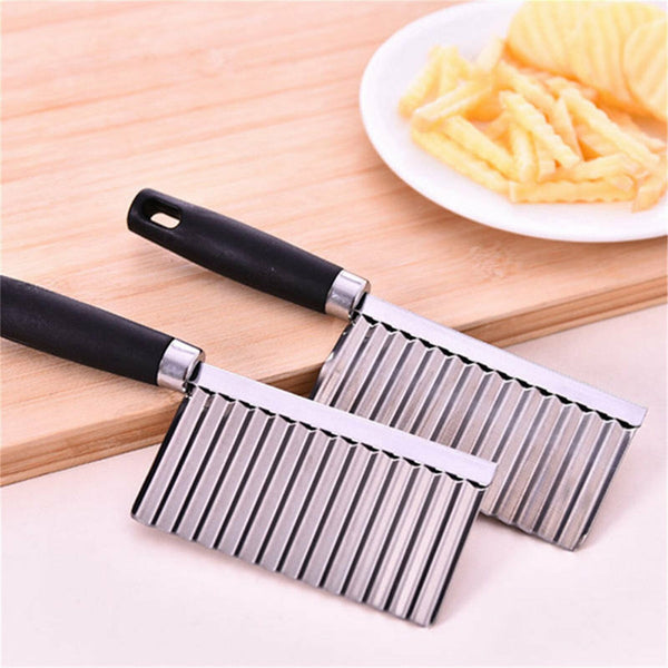 Potato Crinkle Cutter Dough Wavy Slicer Steel Kitchen Vegetable Chip Blade Knife