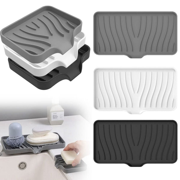 Silicone Sponges Holder Kitchen Sink Organizer Tray for Sponge Soap Dispenser